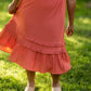 Rust Tiered Pleated Ruffle Midi Dress-FINAL SALE Dresses VOY
