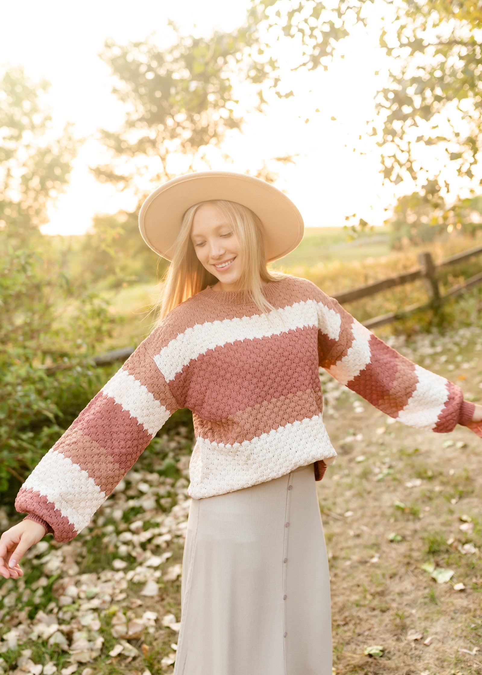 Rusty Brown Striped Colorblock Sweater Tops Polygram