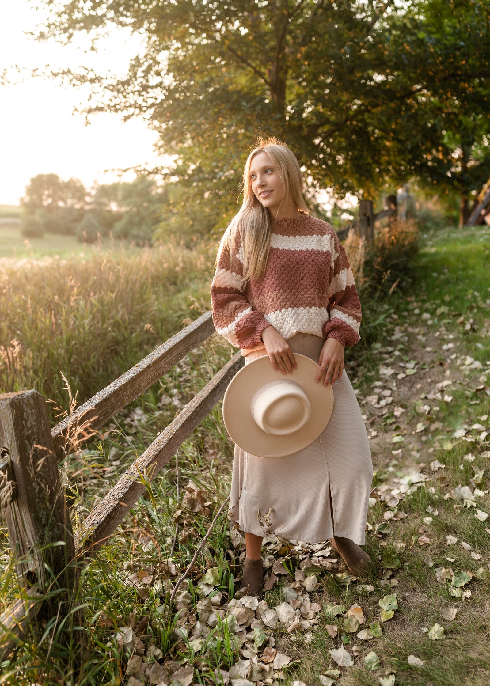 Rusty Brown Striped Colorblock Sweater Tops Polygram