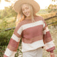 Rusty Brown Striped Colorblock Sweater Tops Polygram