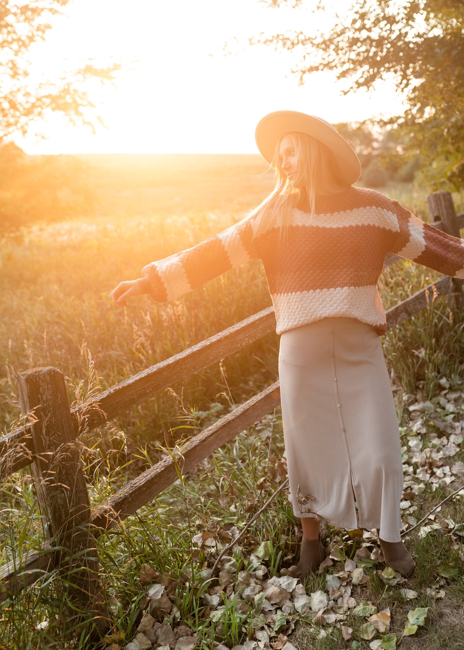 Rusty Brown Striped Colorblock Sweater Tops Polygram