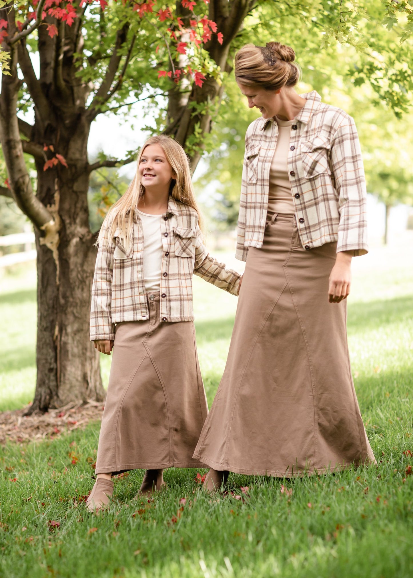 Ruth A-Line Long Khaki Skirt Skirts Inherit Co.