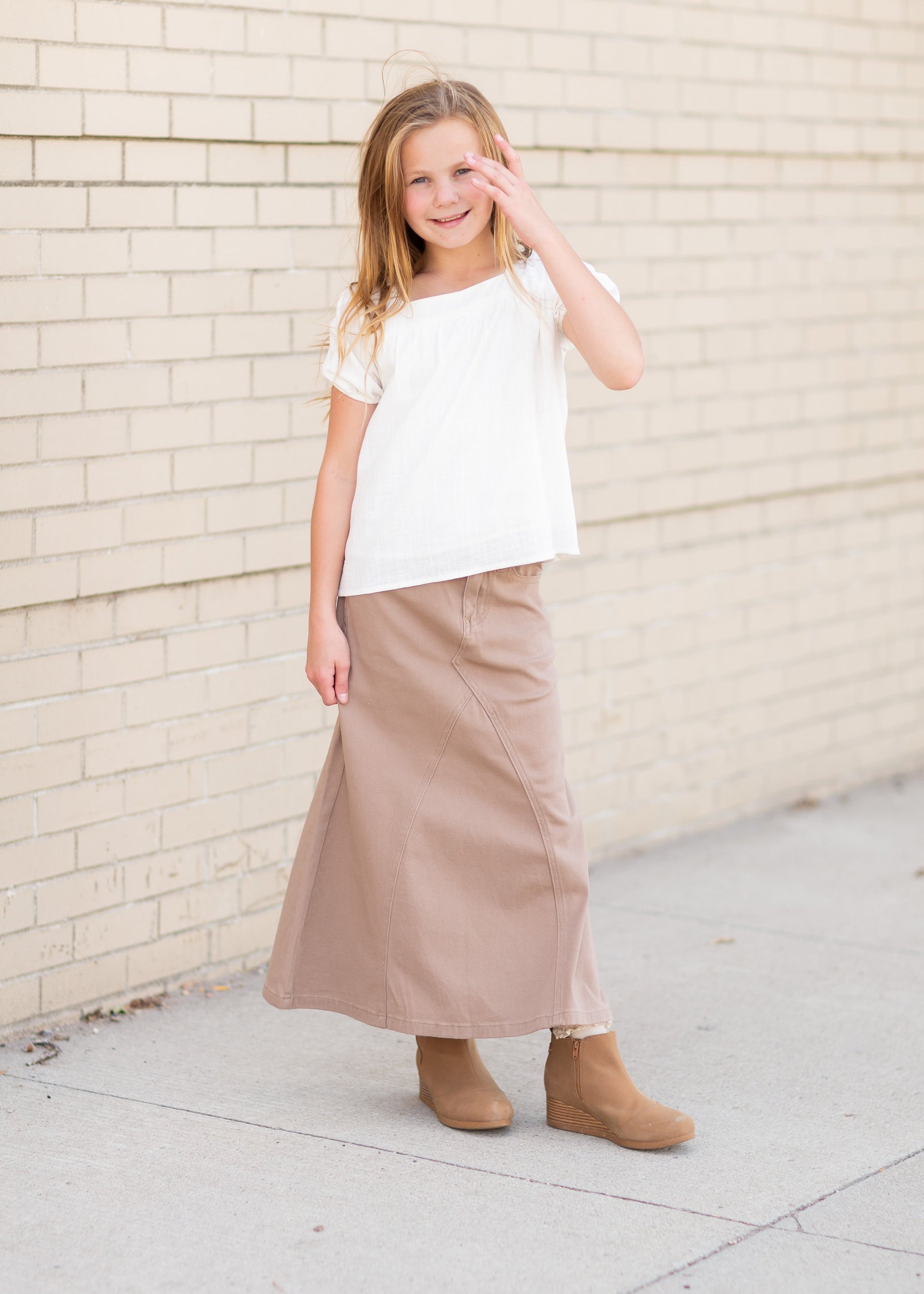 Ruthie A-Line Long Khaki Skirt Skirts