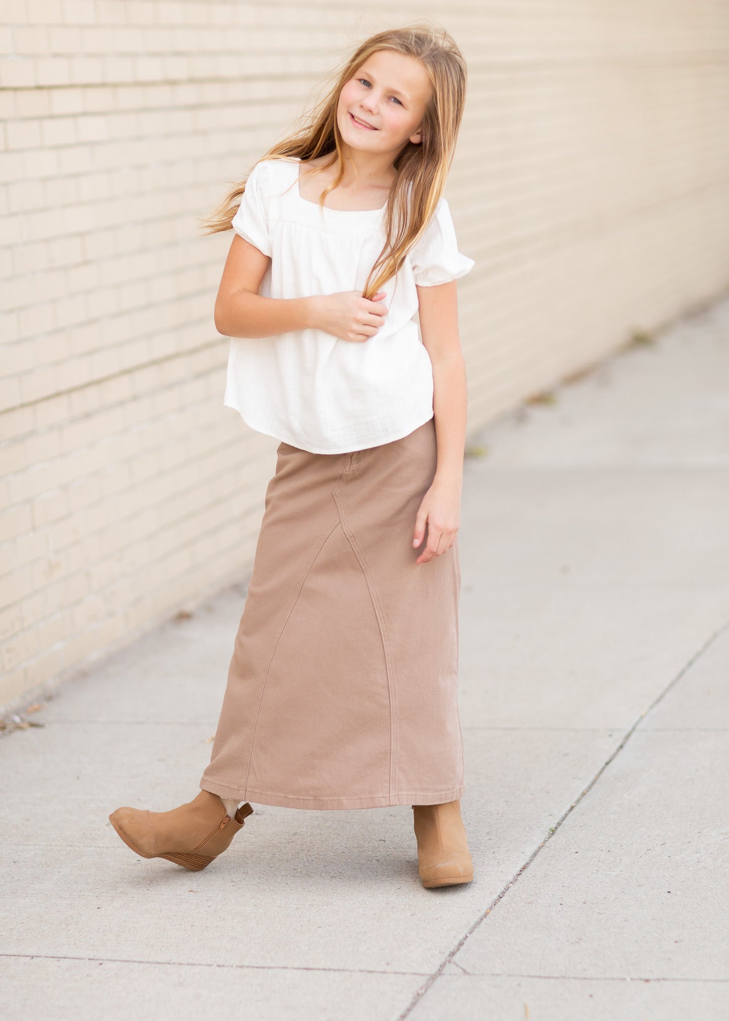 Ruthie A-Line Long Khaki Skirt Skirts