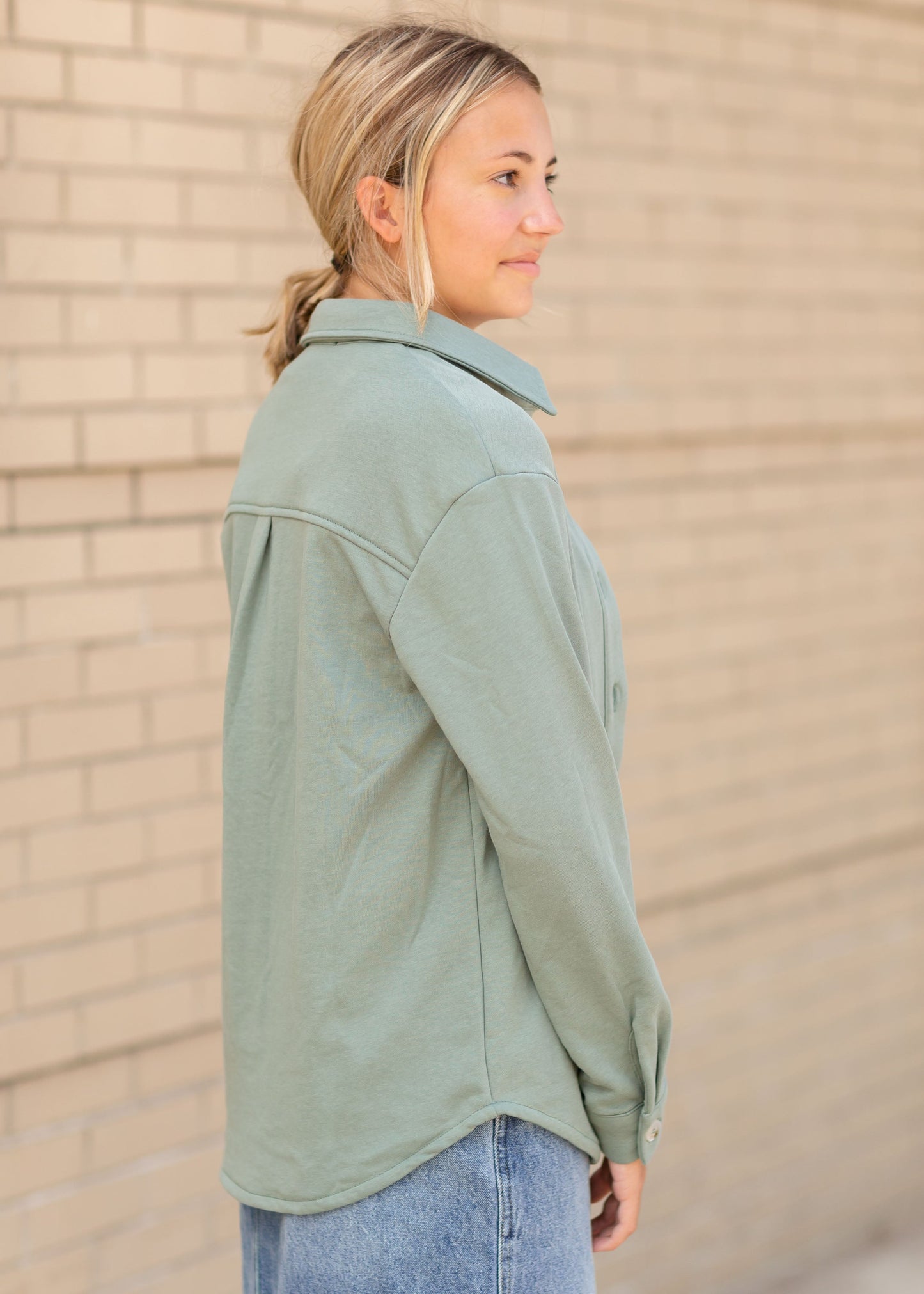 Sage Button Down Knit Jacket Tops