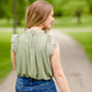 Sage Ruffle Sleeve Blouse Tops