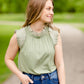 Sage Ruffle Sleeve Blouse Tops