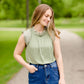 Sage Ruffle Sleeve Blouse Tops