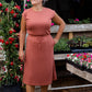Your favorite dress is back in a brand new color! The Sami Terracotta Knit Midi Dress from our Inherit Name-sake label is the best dress for so many reasons. It drapes beautifully and feels casual, but looks so refined and feminine. The soft fabric has a bit of stretch and the sleeve length is very flattering. Tie waist for customizable fit and did we mention it has pockets?