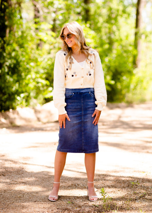 Sandra Vintage Wash Midi Skirt Skirts