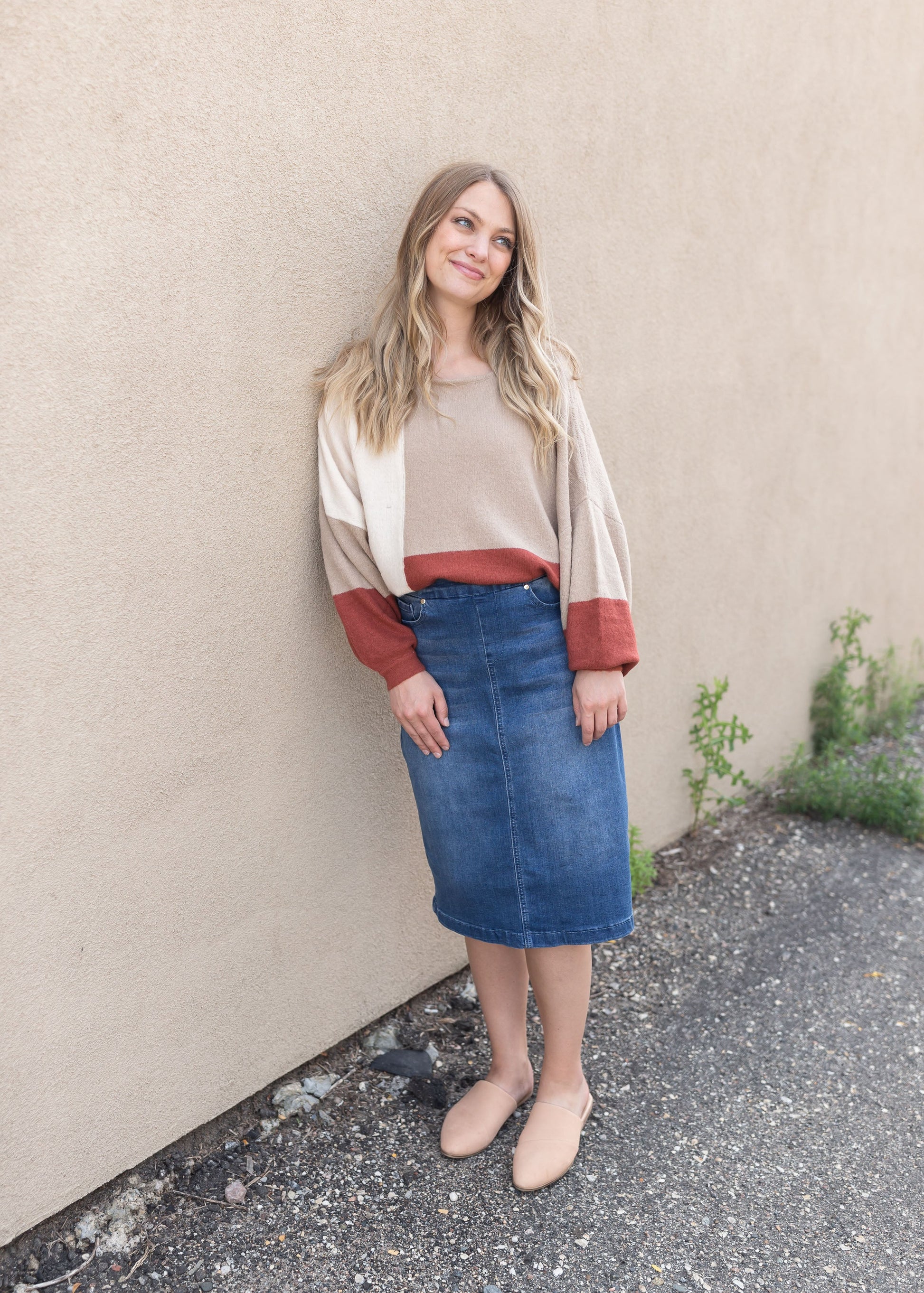Sandra Vintage Wash Midi Skirt Skirts