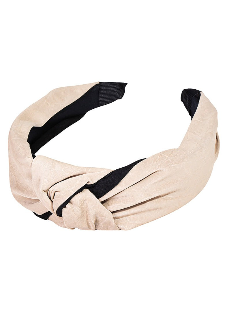 Satin Knotted Headband Accessories Fame Accessories Beige