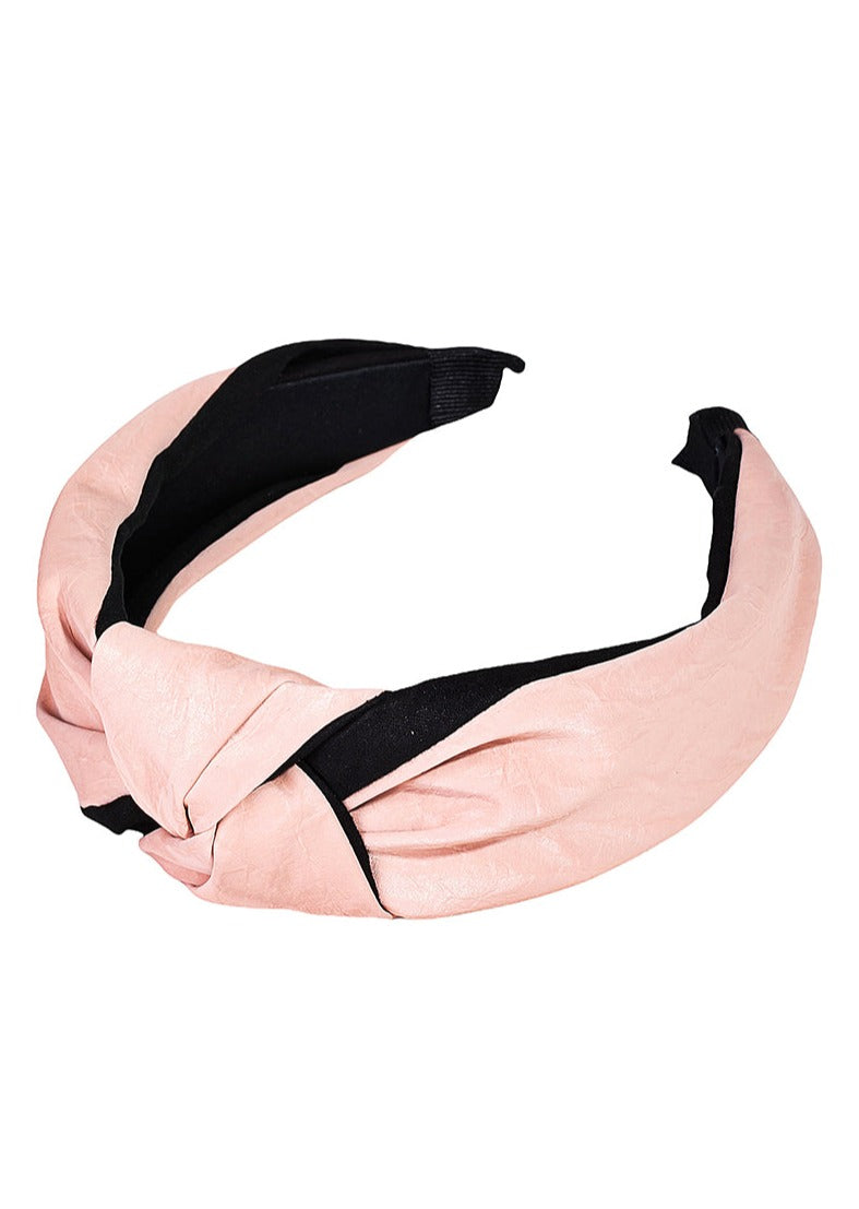 Satin Knotted Headband Accessories Fame Accessories Pink