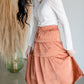 Satin Ruffle Tiered Midi Skirt Skirts Pinch