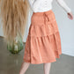 Satin Ruffle Tiered Midi Skirt Skirts Pinch