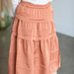 Satin Ruffle Tiered Midi Skirt Skirts Pinch