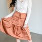 Satin Ruffle Tiered Midi Skirt Skirts Pinch