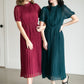 Short Sleeve Pleated Midi Dress Dresses