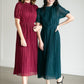 Short Sleeve Pleated Midi Dress Dresses