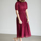 Short Sleeve Pleated Midi Dress Dresses