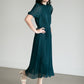 Short Sleeve Pleated Midi Dress Dresses