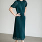 Short Sleeve Pleated Midi Dress Dresses Green / S