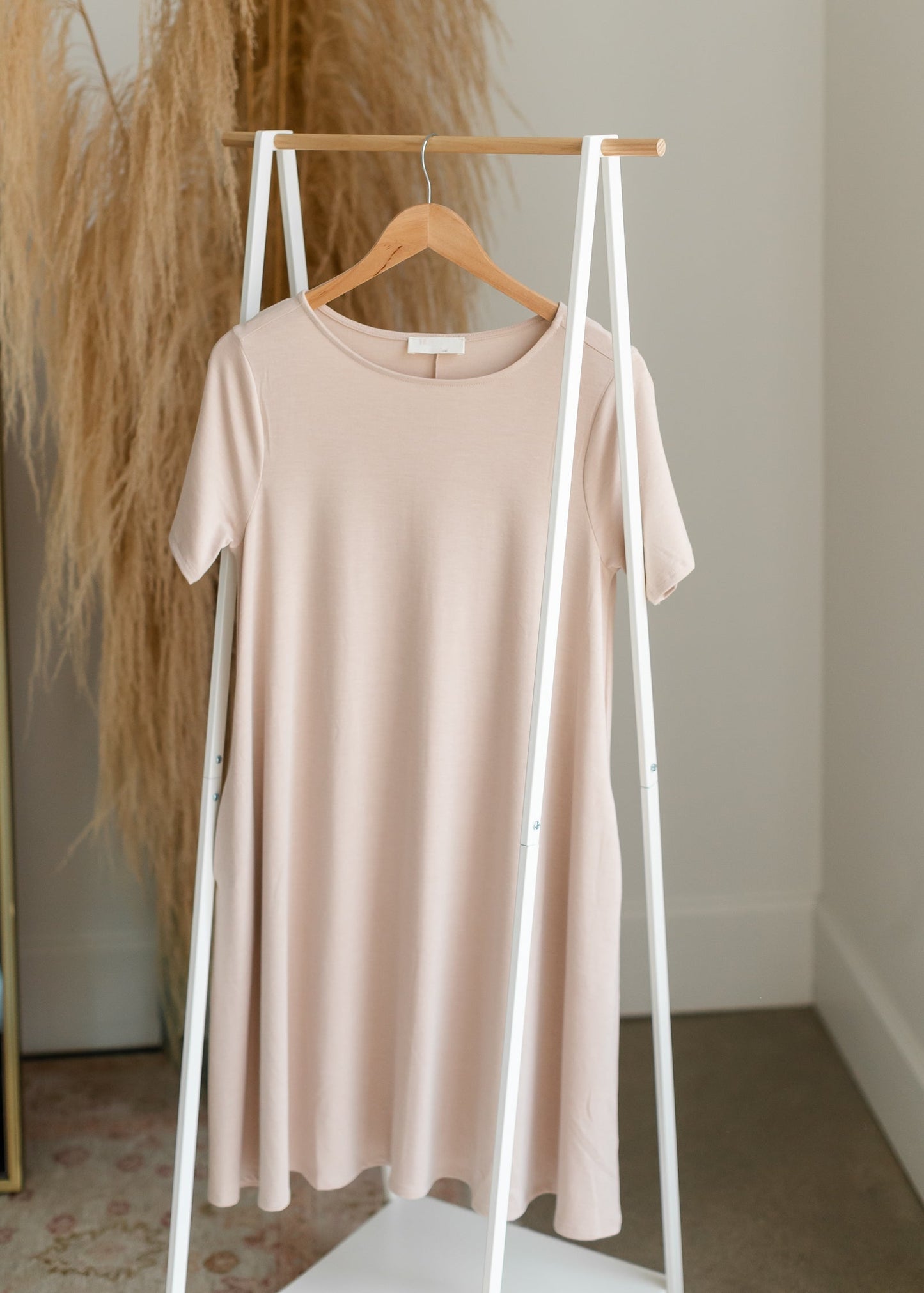 Short Sleeve Pocket Knit Midi Dress Dresses Zenana Dusty Rose / S