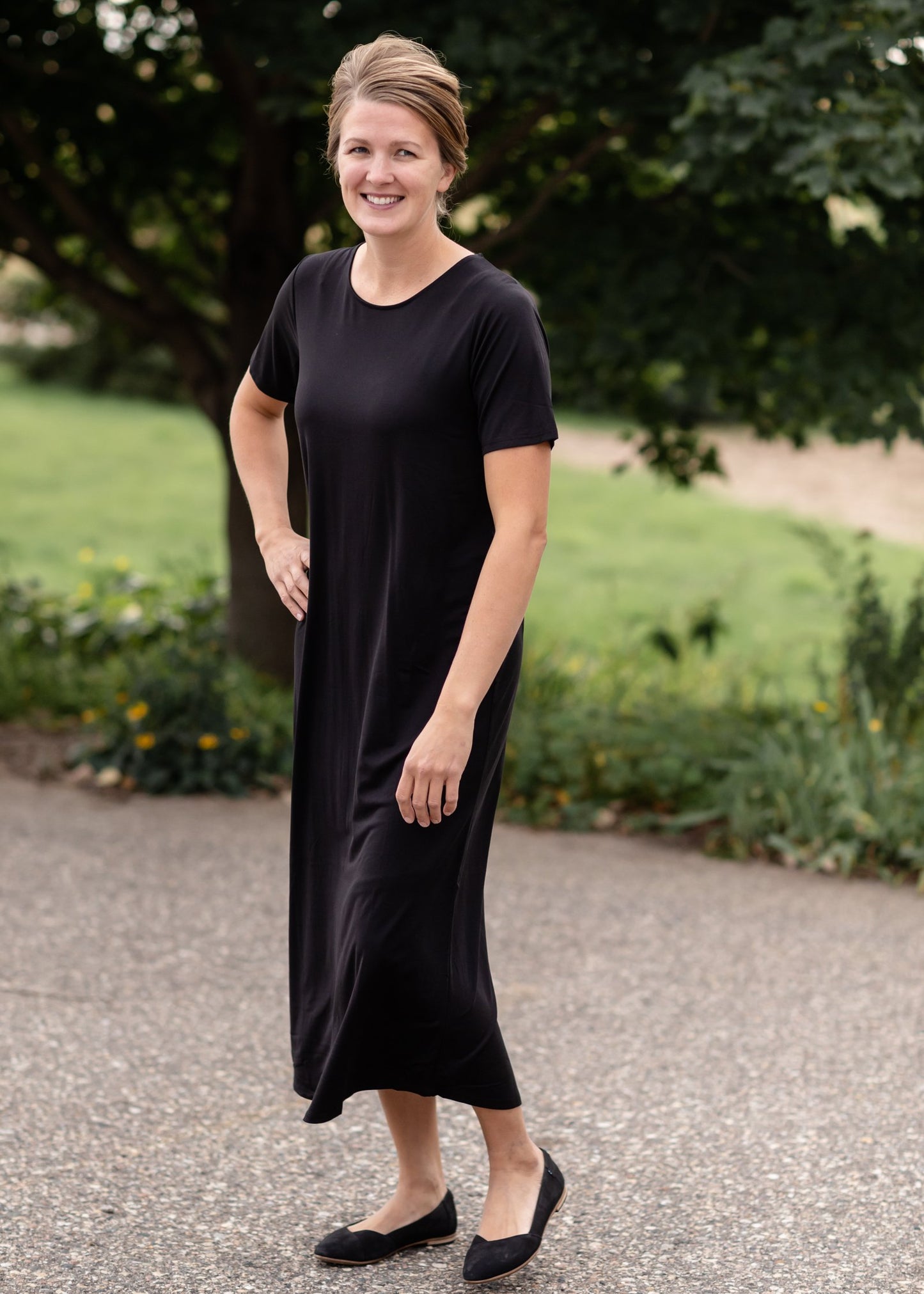 Short Sleeve Round Neck Maxi Dress - FINAL SALE Dresses Zenana Black / S