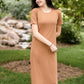 Short Sleeve Round Neck Maxi Dress - FINAL SALE Dresses Zenana Camel / S