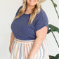 Short Sleeve Round Neck Top Tops Blue / XS