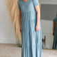 Short Sleeve Tiered Maxi Dress Dresses Zenana Blue / S