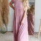 Short Sleeve Tiered Maxi Dress Dresses Zenana Rose / S