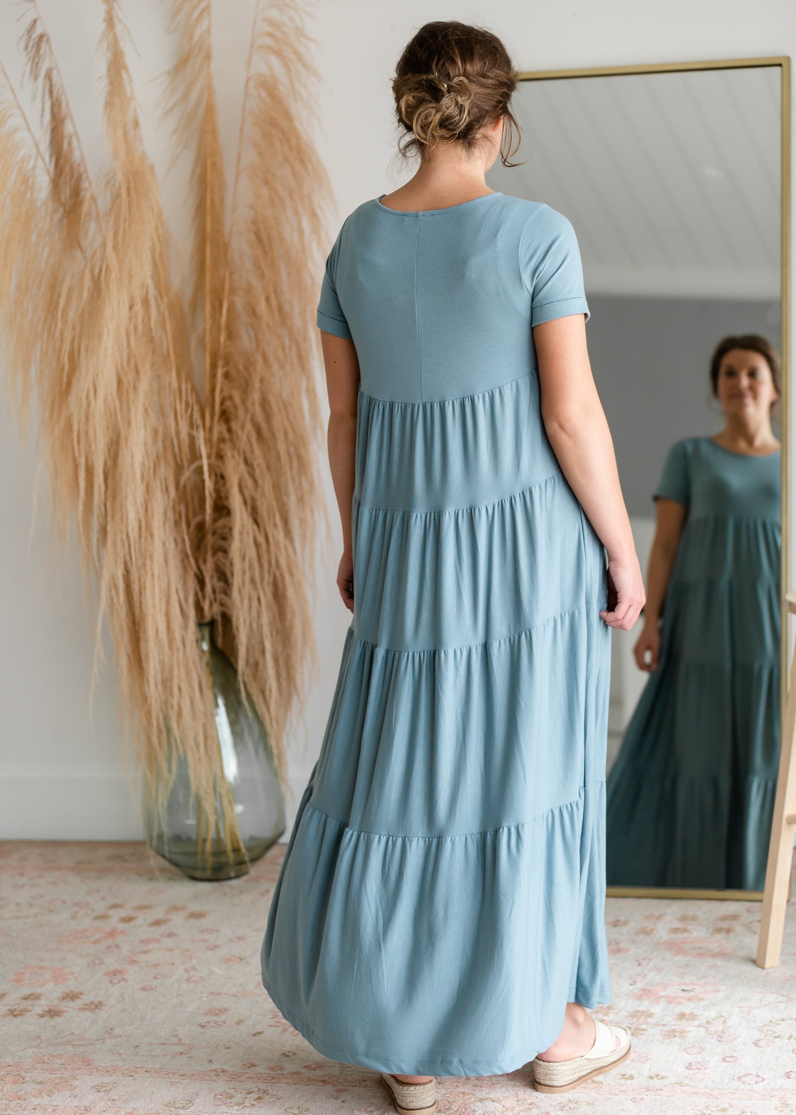 Short Sleeve Tiered Maxi Dress Dresses Zenana
