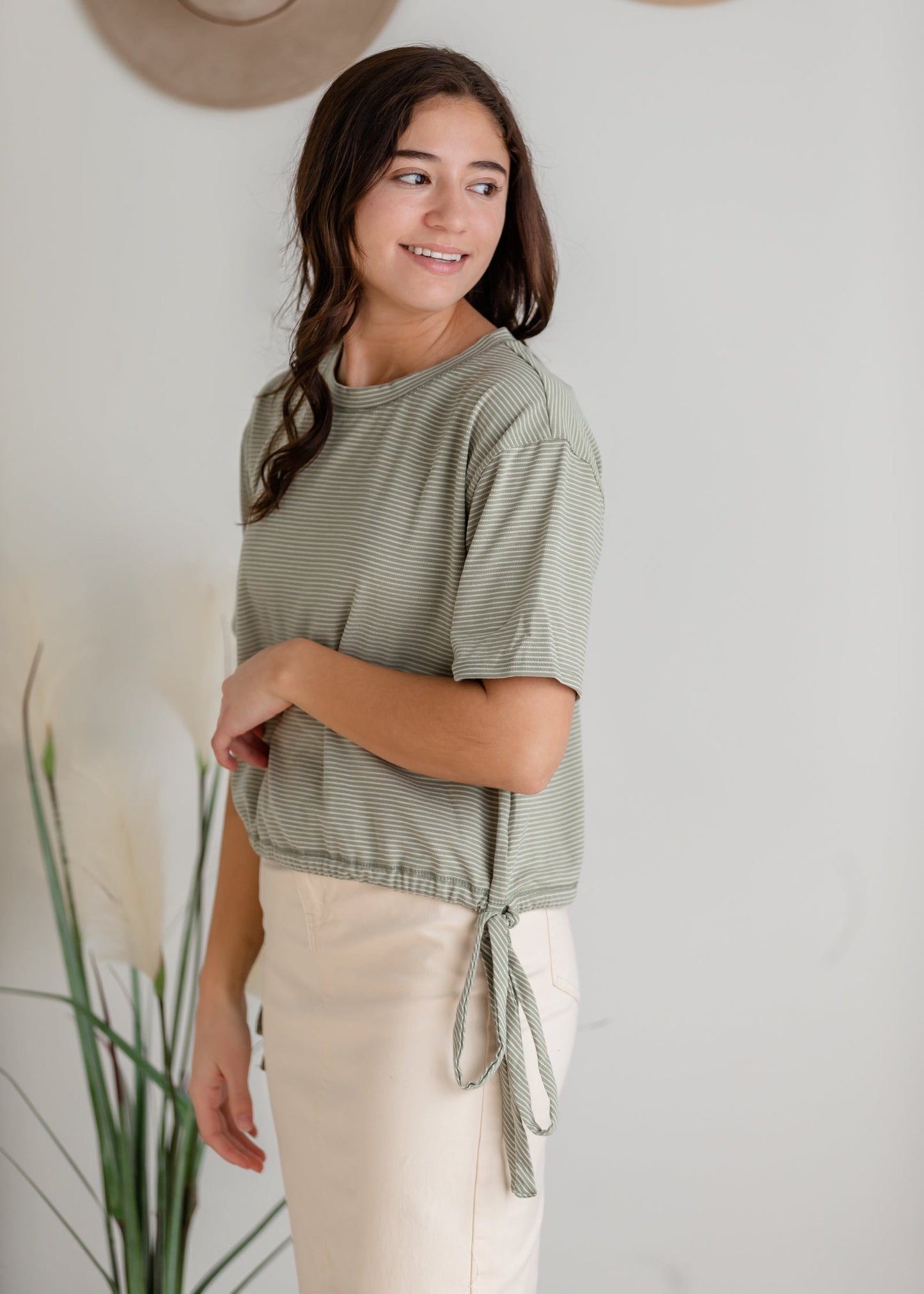 Side Tie Short Sleeve Top Shirt & Harmony