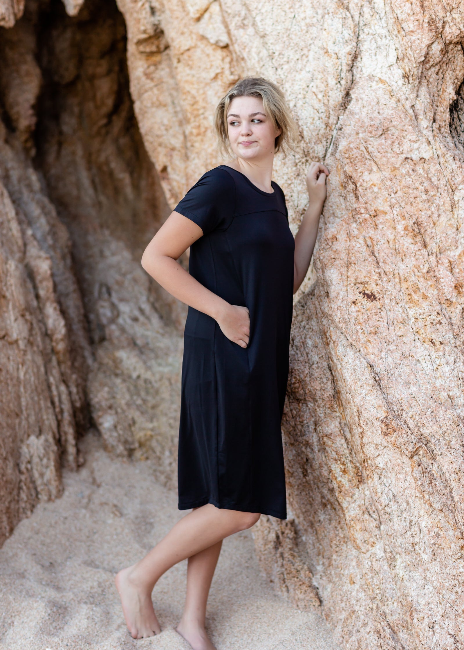 Simona Black Midi Sports Dress Dresses SOP Garment