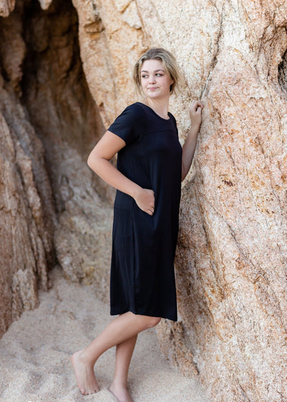 Simona Black Midi Sports Dress Dresses SOP Garment