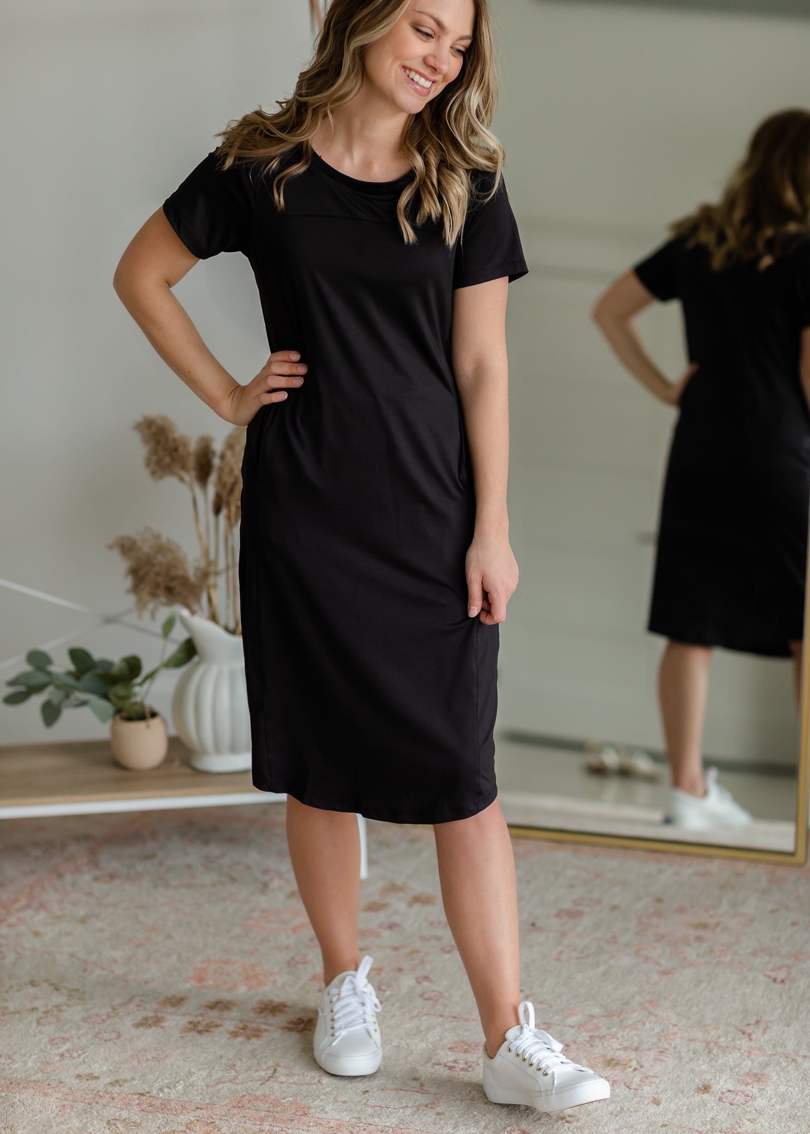 Simona Black Midi Sports Dress Dresses SOP Garment