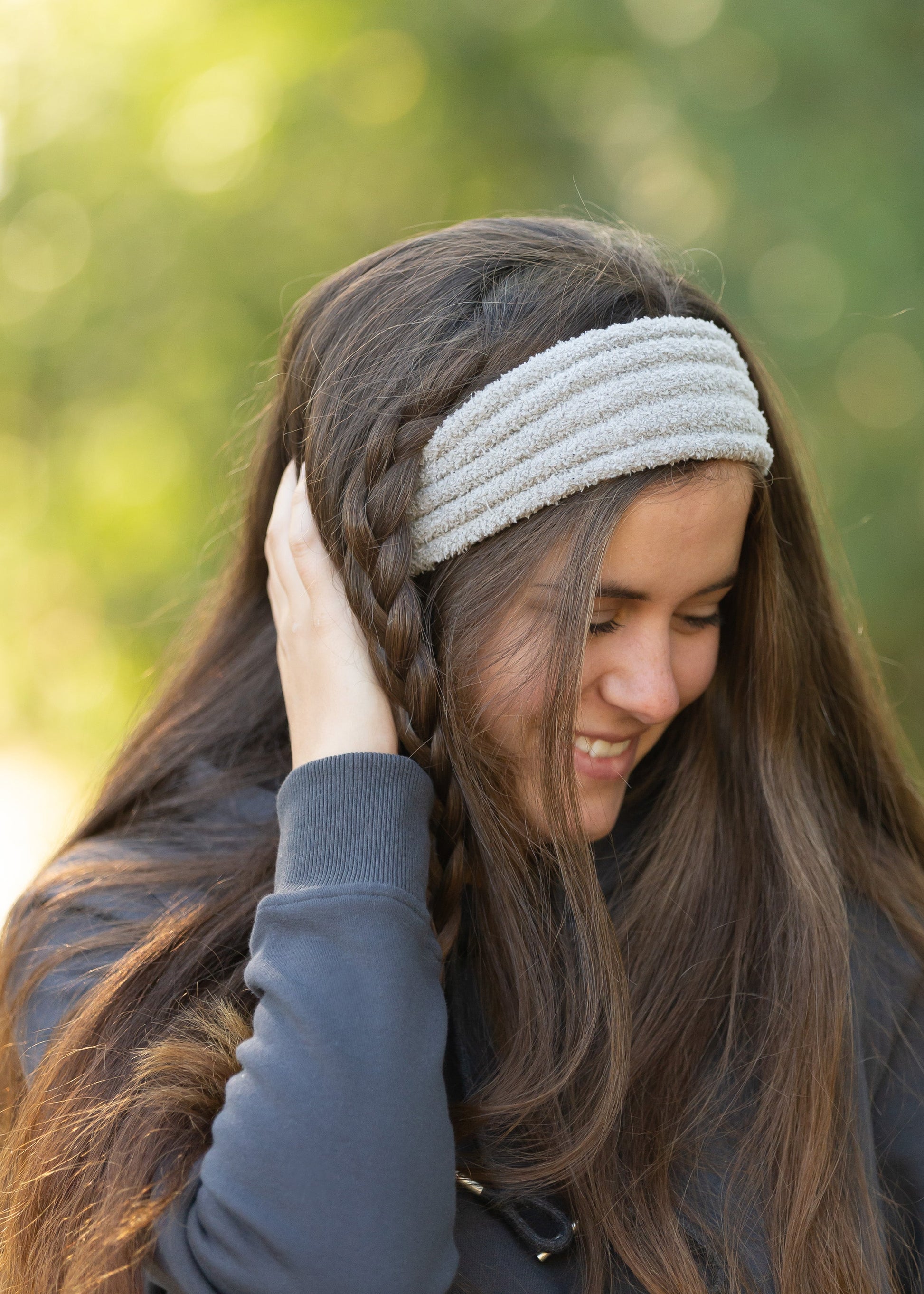 Simple Ribbed Headband Accessories Gray