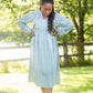 Sky Ruffle Shoulder Flowy Midi Dress Dresses Mary Square