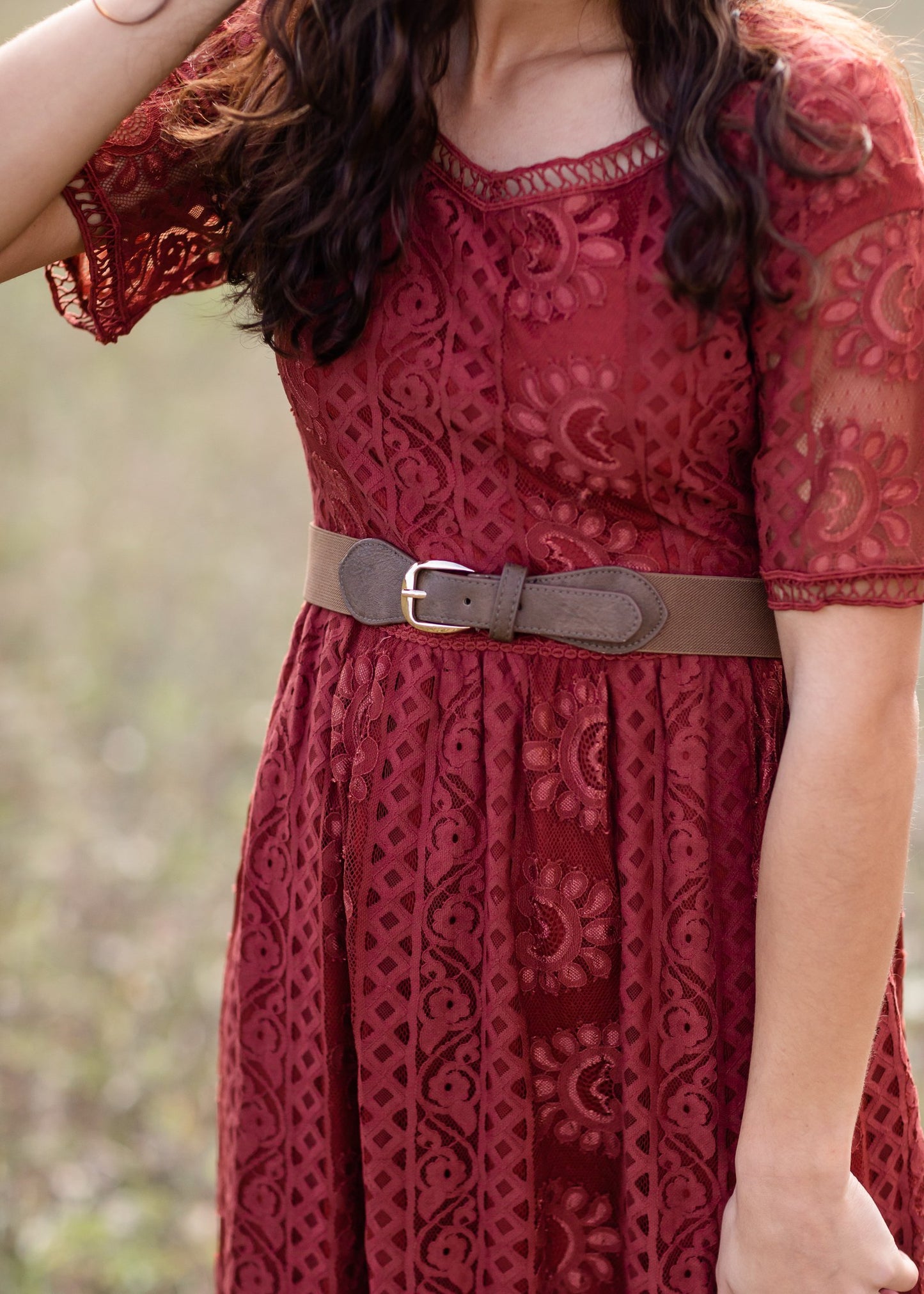 Sleek Buckle Elastic Belt Accessories Mikarose Mocha