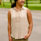 Sleeveless Button Up Collared Floral Top Tops