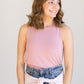 Sleeveless Crewneck Hi-Low Hem Top Tops Mauve / S