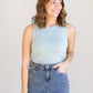 Sleeveless Crewneck Hi-Low Hem Top Tops Teal / S