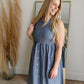 Sleeveless Front Pocket White & Navy Midi Dress Dresses Hailey & Co