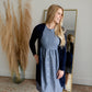 Sleeveless Front Pocket White & Navy Midi Dress Dresses Hailey & Co