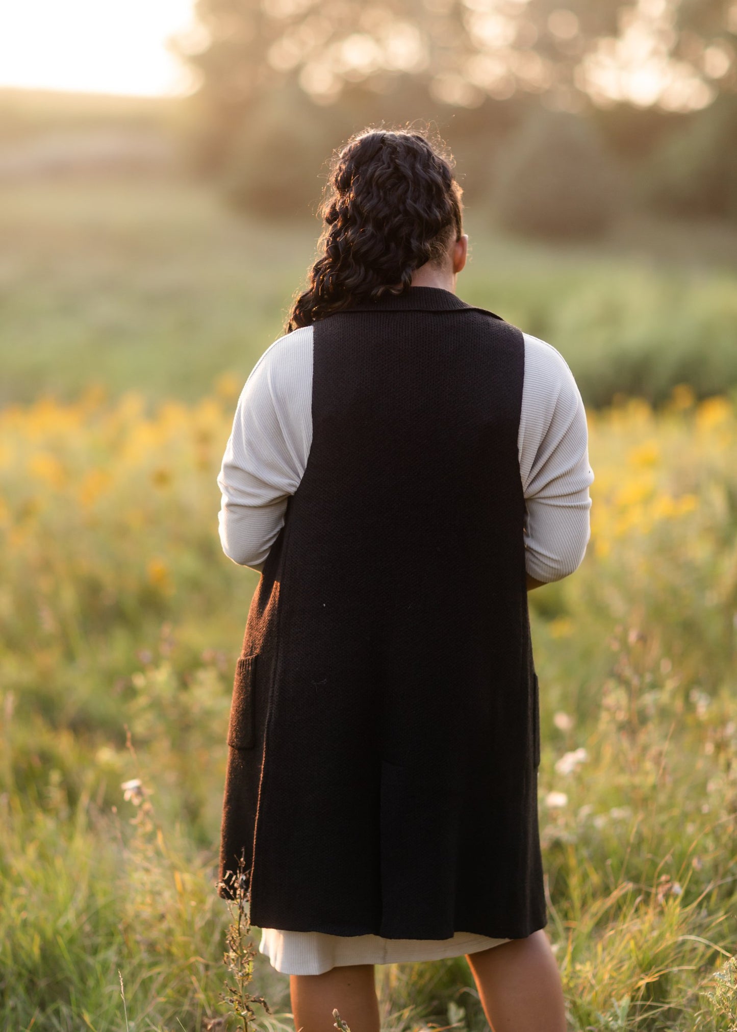 Sleeveless Long Cardigan Vest Tops Love Tree