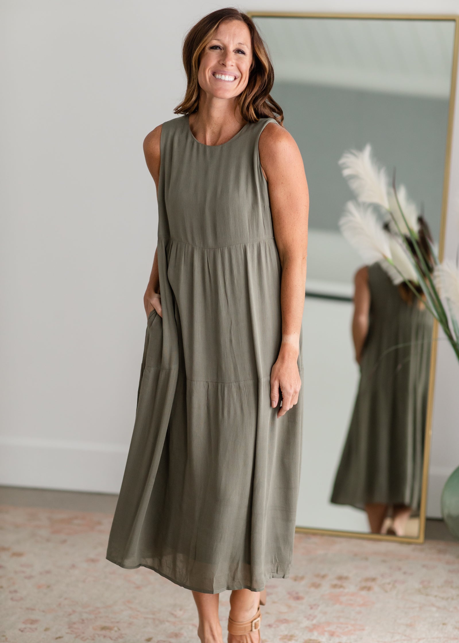 Sleeveless Tiered Maxi Dress Dresses Wishlist Green / S