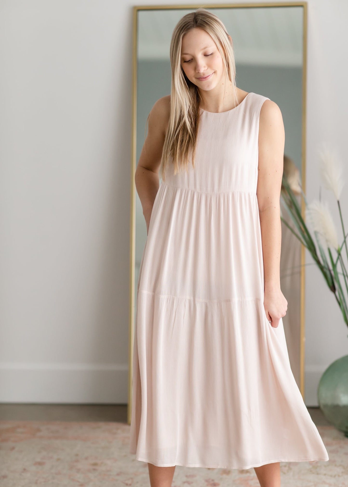 Sleeveless Tiered Maxi Dress Dresses Wishlist Pink / S