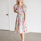 Smocked Bodice Colorful Midi Dress Dresses