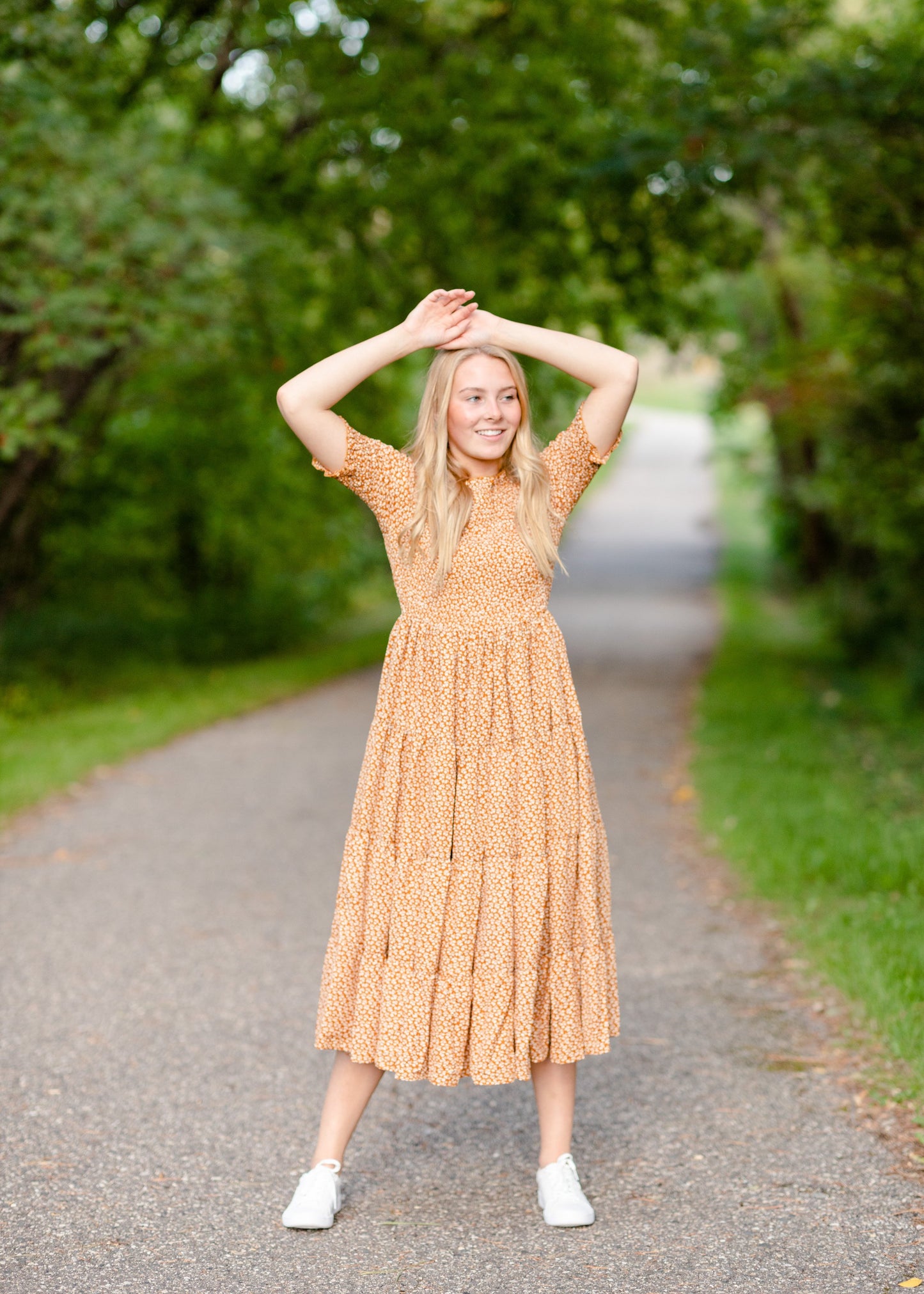 aerie, Dresses, Aerie Smocked Bodice Burnt Orange Midi Dress